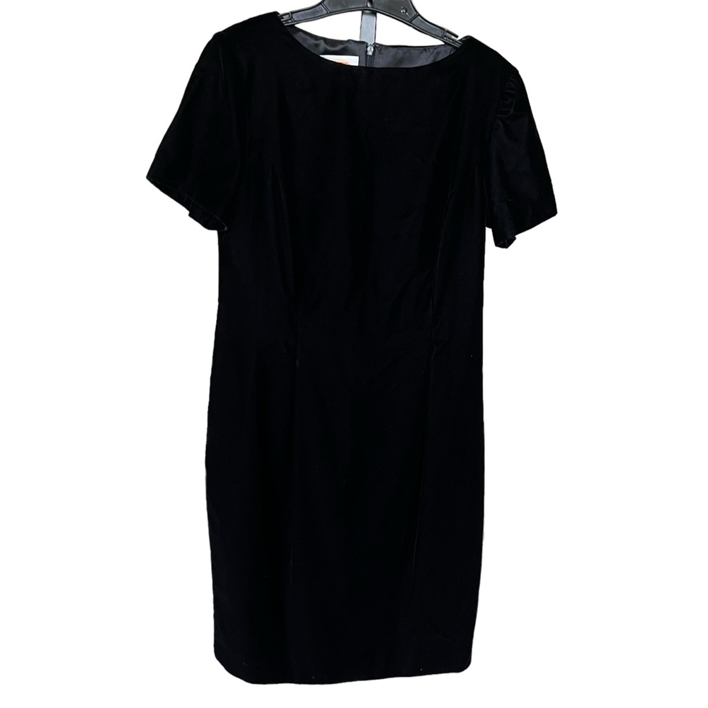 Talbots Dress 8 Petite Velvet Black Short Sleeve Shift Classic Fitted